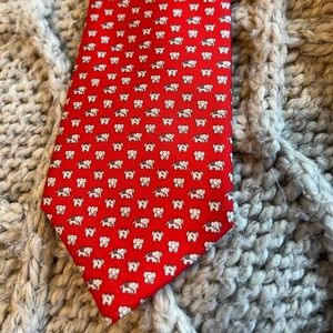 Jim Thompson tie with elephants on a red background. Silk twill. Never worn.